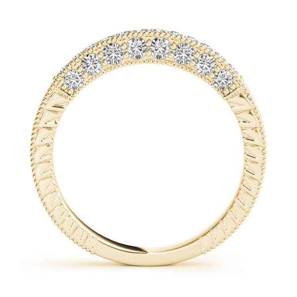 0.25CTW 14K  Gold Pave Diamond Band With Millgrain Bead Design Edges