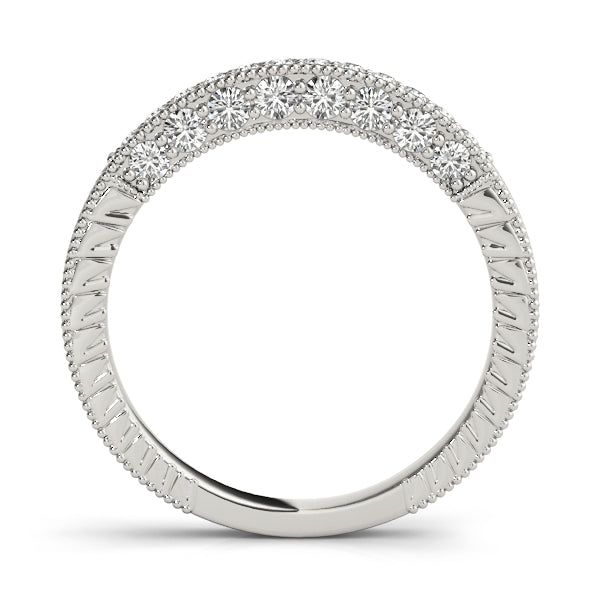 0.25CTW 14K  Gold Pave Diamond Band With Millgrain Bead Design Edges