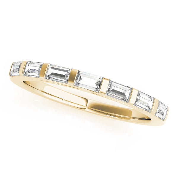 0.63CTW 14K  Gold Bar Set Straight Baguette Cut Diamond Band