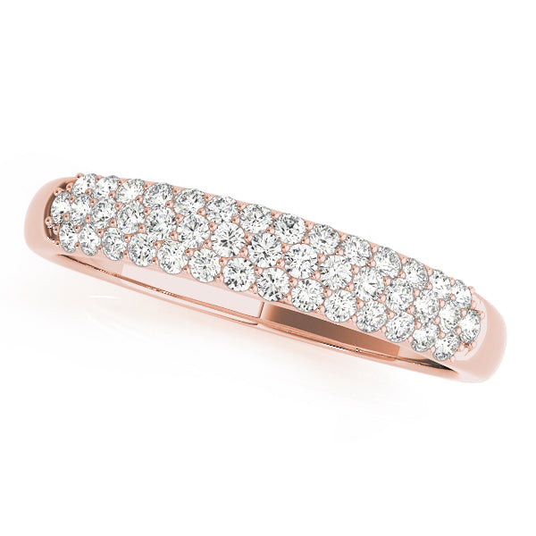 0.40CTW 14K  Gold Multi-Row Pave Diamond Band With A Rounded Design