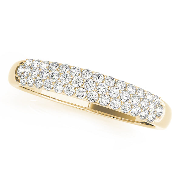 0.40CTW 14K  Gold Multi-Row Pave Diamond Band With A Rounded Design