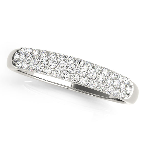 0.40CTW 14K  Gold Multi-Row Pave Diamond Band With A Rounded Design