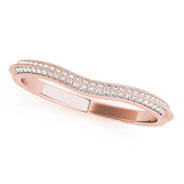 0.16CTW 14K  Gold Slim Pave Diamond Band With A Slightly U Shape Design
