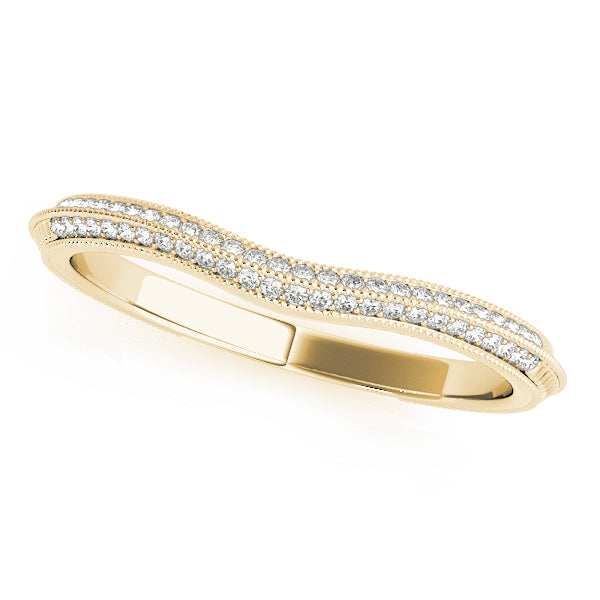 0.16CTW 14K  Gold Slim Pave Diamond Band With A Slightly U Shape Design