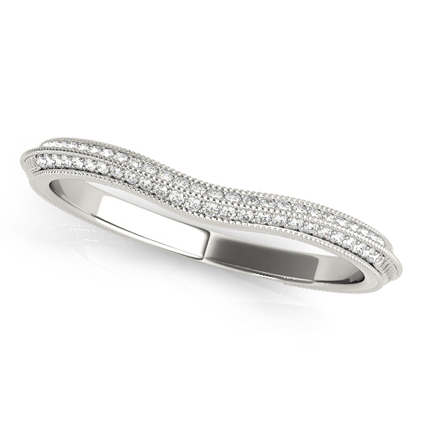 0.16CTW 14K  Gold Slim Pave Diamond Band With A Slightly U Shape Design