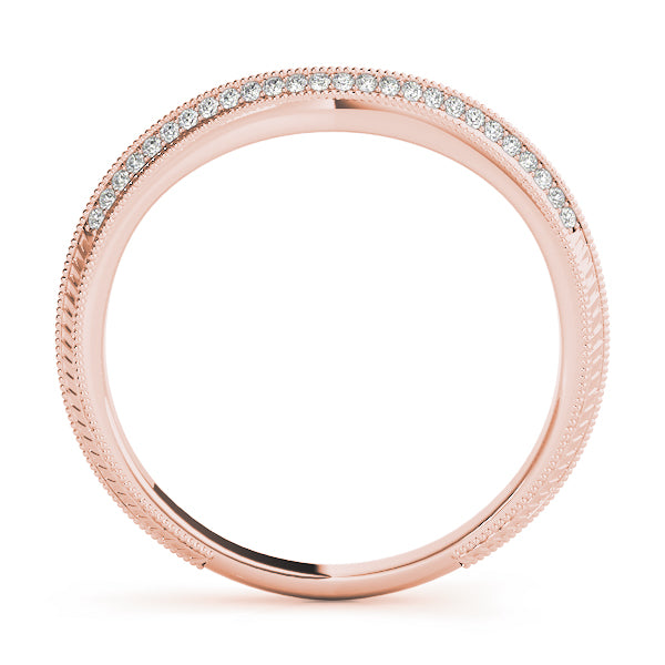 0.16CTW 14K  Gold Slim Pave Diamond Band With A Slightly U Shape Design