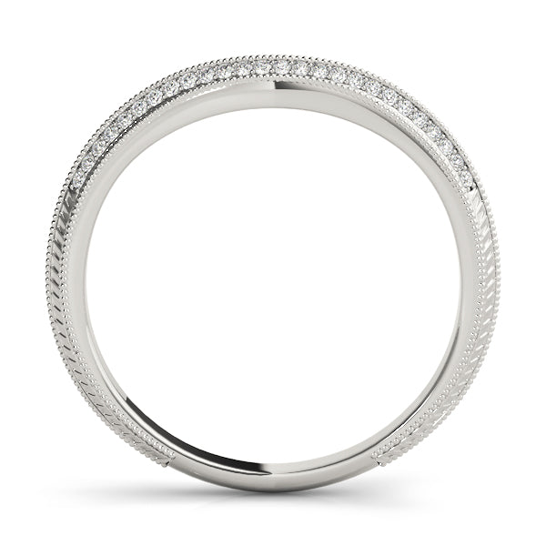 0.16CTW 14K  Gold Slim Pave Diamond Band With A Slightly U Shape Design