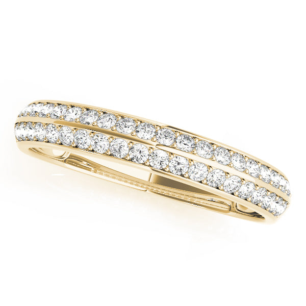 0.20CTW 14K  Gold Multi-Row Slim Pave Diamond Band With A Rounded Design