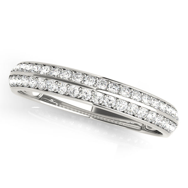 0.20CTW 14K  Gold Multi-Row Slim Pave Diamond Band With A Rounded Design