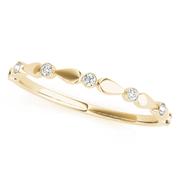 0.06CTW 14K  Gold Round Cut Diamonds In A Slim Design Band