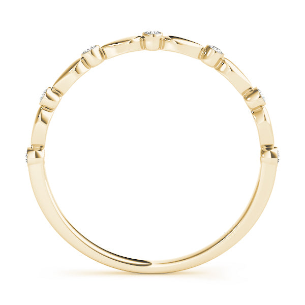 0.06CTW 14K  Gold Round Cut Diamonds In A Slim Design Band