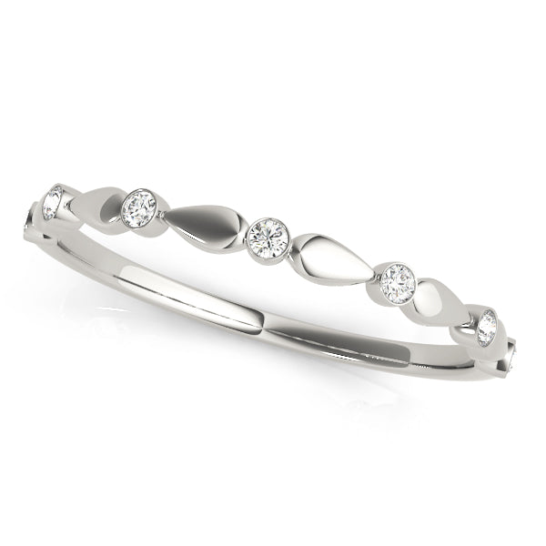 0.06CTW 14K  Gold Round Cut Diamonds In A Slim Design Band