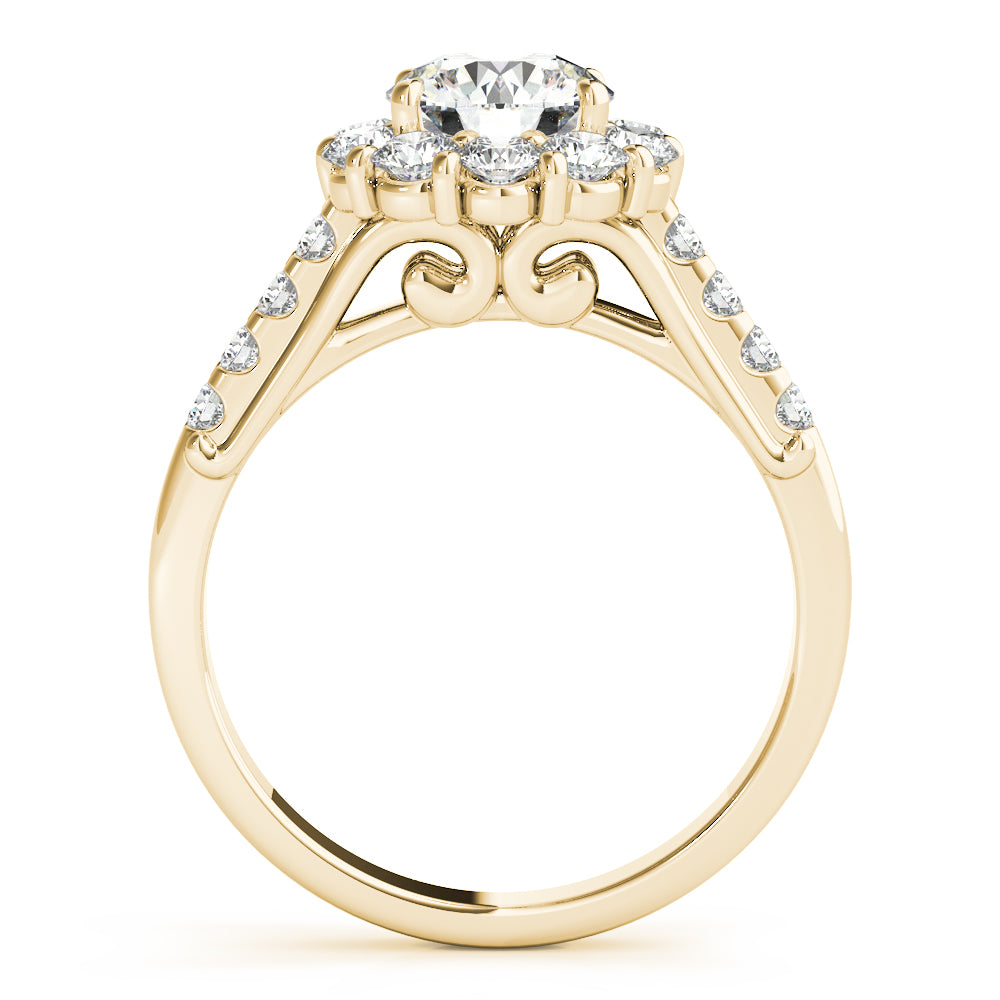 1.00CT 14K Gold Floral Cluster Halo Engagement Ring