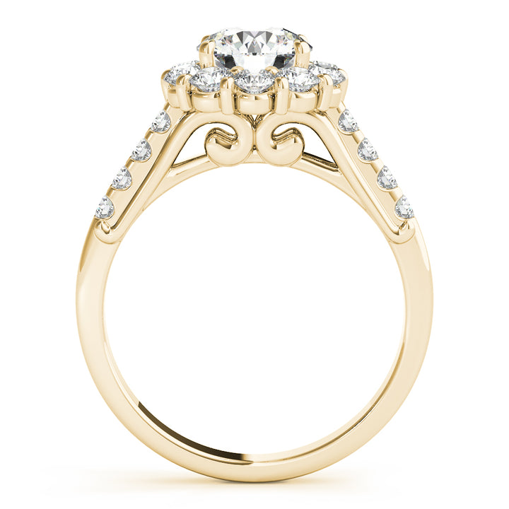 1.00CT 14K Gold Floral Cluster Halo Engagement Ring
