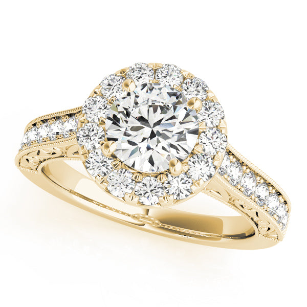1.00CT 14K Gold Vintage Halo Engagement Ring