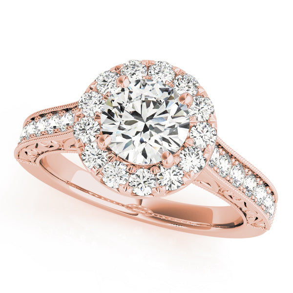 1.00CT 14K Gold Vintage Halo Engagement Ring
