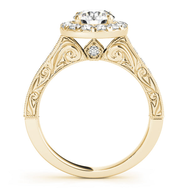1.00CT 14K Gold Vintage Halo Engagement Ring