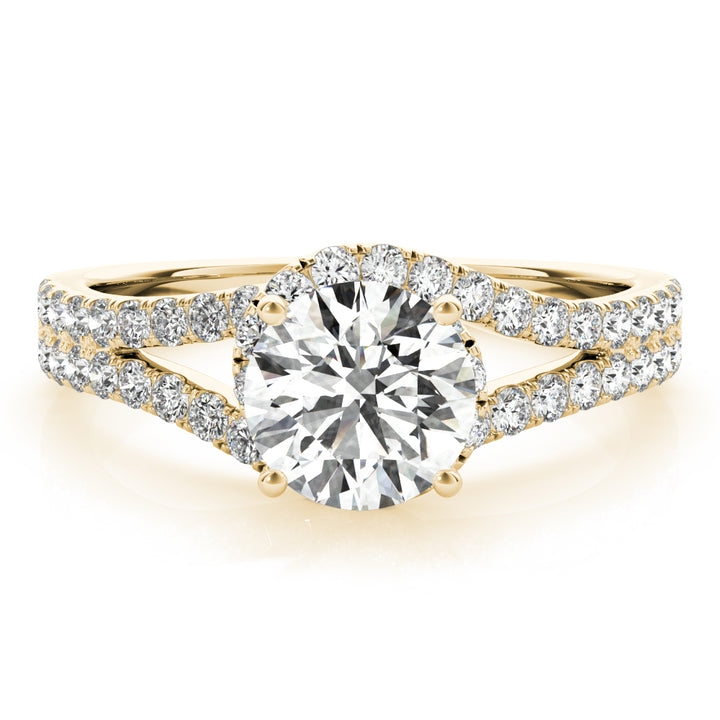 1.00CT 14K Gold Round Engagement Ring Split Shank with Diamond Accents