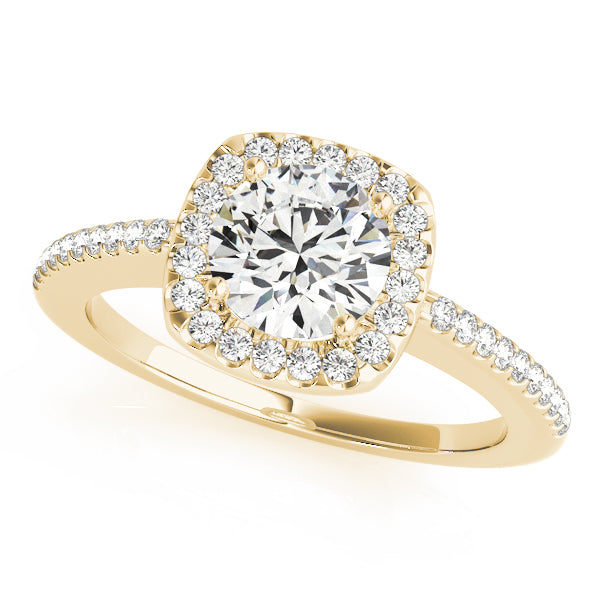 1.00CT 14K Gold Petite Cushion Halo Engagement Ring