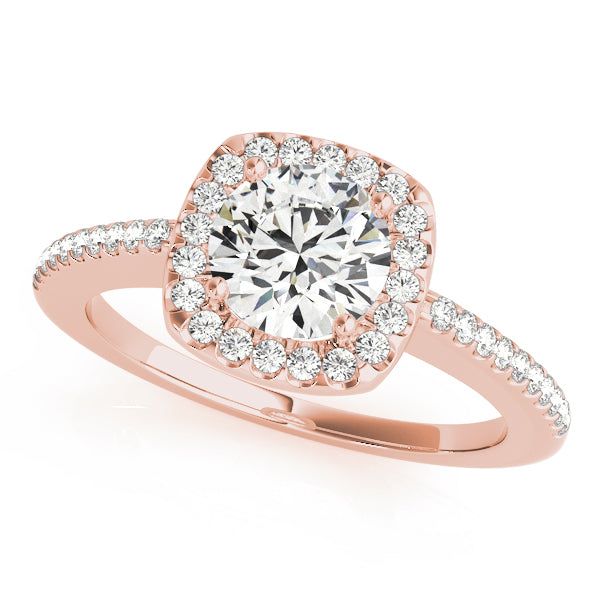 1.00CT 14K Gold Petite Cushion Halo Engagement Ring