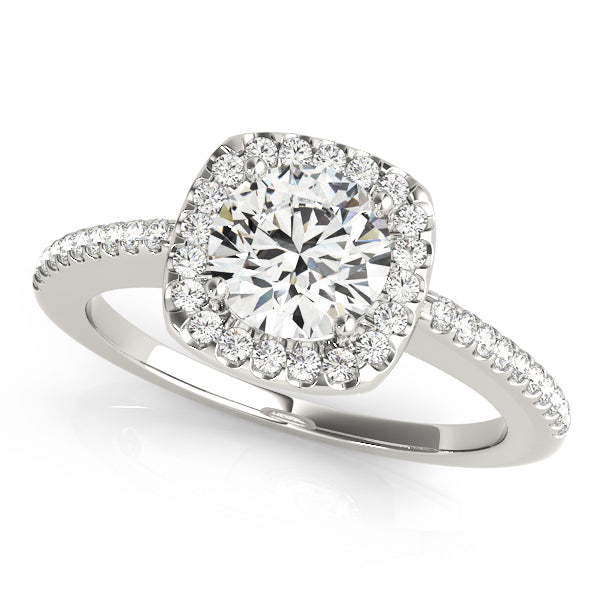 1.00CT 14K Gold Petite Cushion Halo Engagement Ring