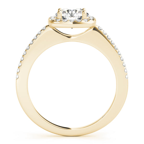 1.00CT 14K Gold Petite Cushion Halo Engagement Ring