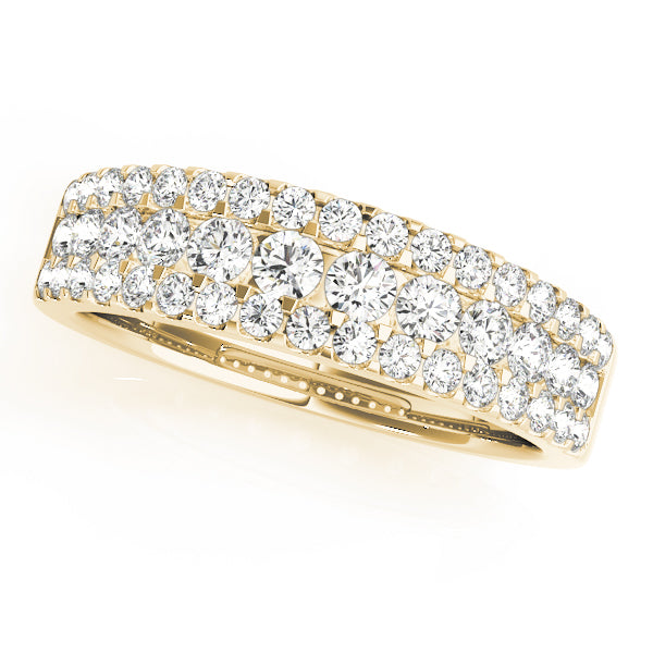 0.75CTW 14K  Gold Multi-Row Pave Diamond Band