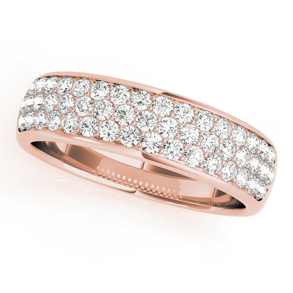0.63CTW 14K  Gold Multi-Row Pave Diamond Band