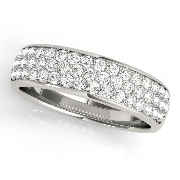 0.63CTW 14K  Gold Multi-Row Pave Diamond Band