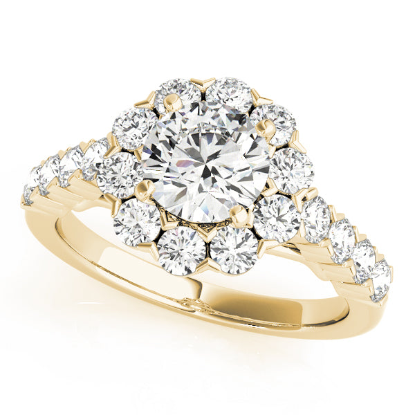 1.00CT 14K Gold Grand Cluster Halo Engagement Ring
