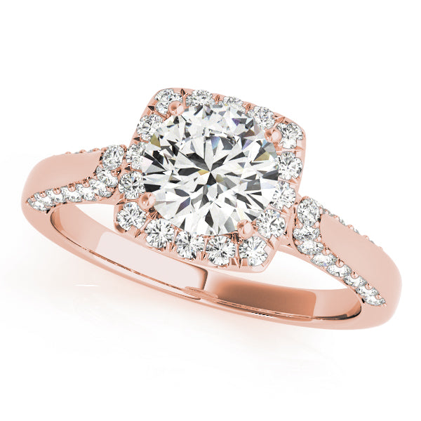 1.00CT 14K Gold Cushion Halo Diamond Engagement Ring with Split Shank