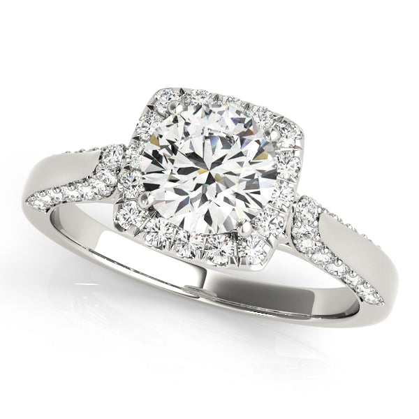 1.00CT 14K Gold Cushion Halo Diamond Engagement Ring with Split Shank