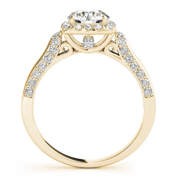1.00CT 14K Gold Cushion Halo Diamond Engagement Ring with Split Shank