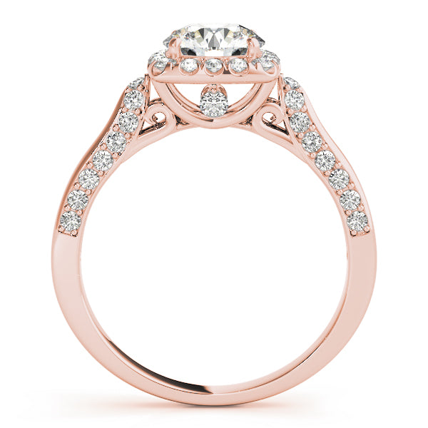 1.00CT 14K Gold Cushion Halo Diamond Engagement Ring with Split Shank