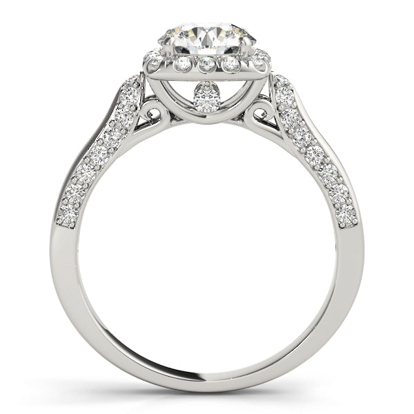 1.00CT 14K Gold Cushion Halo Diamond Engagement Ring with Split Shank