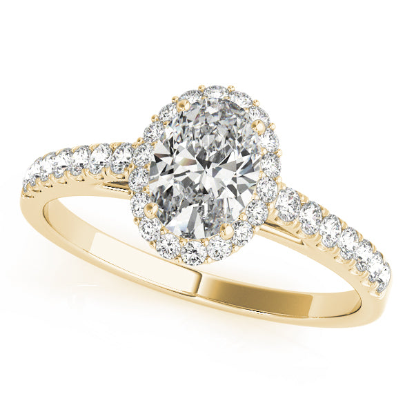 1.00CT 14K Oval Diamond Halo Ring Accented by Pave-Set Side Diamonds - View 4
