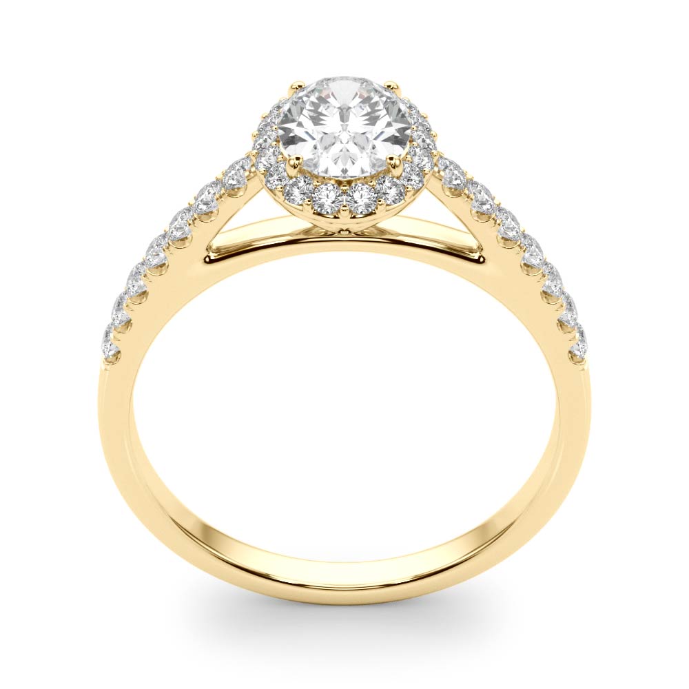 1.00CT 14K Oval Diamond Halo Ring Accented by Pave-Set Side Diamonds - View 6