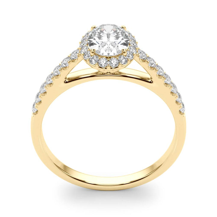 1.00CT 14K Oval Diamond Halo Ring Accented by Pave-Set Side Diamonds - View 6