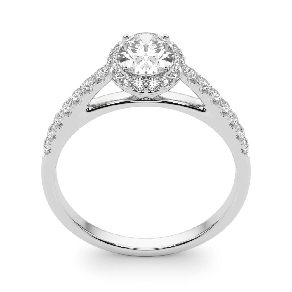 1.00CT 14K Oval Diamond Halo Ring Accented by Pave-Set Side Diamonds - View 2