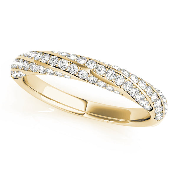 0.63CTW 14K  Gold Multi-Row Twisted Design Pave Diamond Band