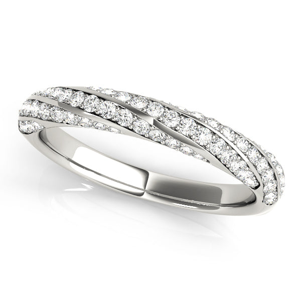 0.63CTW 14K  Gold Multi-Row Twisted Design Pave Diamond Band