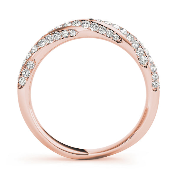 0.63CTW 14K  Gold Multi-Row Twisted Design Pave Diamond Band