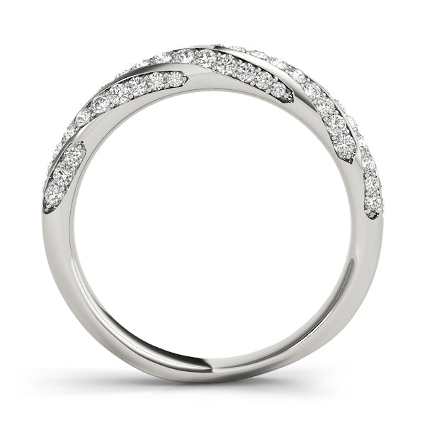 0.63CTW 14K  Gold Multi-Row Twisted Design Pave Diamond Band