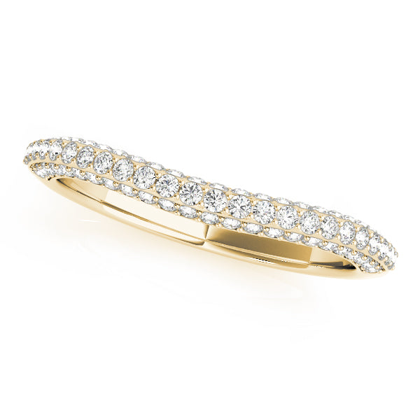 0.33CTW 14K  Gold Pave Diamond Design in a 3 Row Band With A Sligthly U-Shape Center - View 2