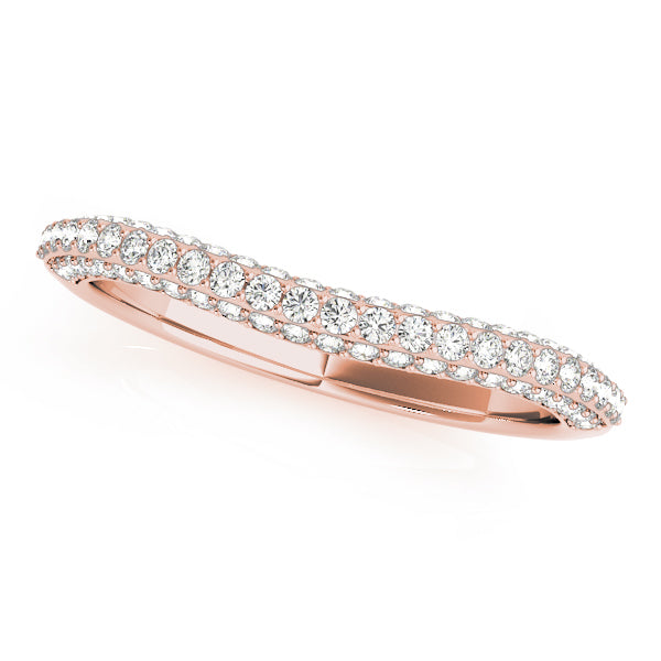 0.33CTW 14K  Gold Pave Diamond Design in a 3 Row Band With A Sligthly U-Shape Center - View 4