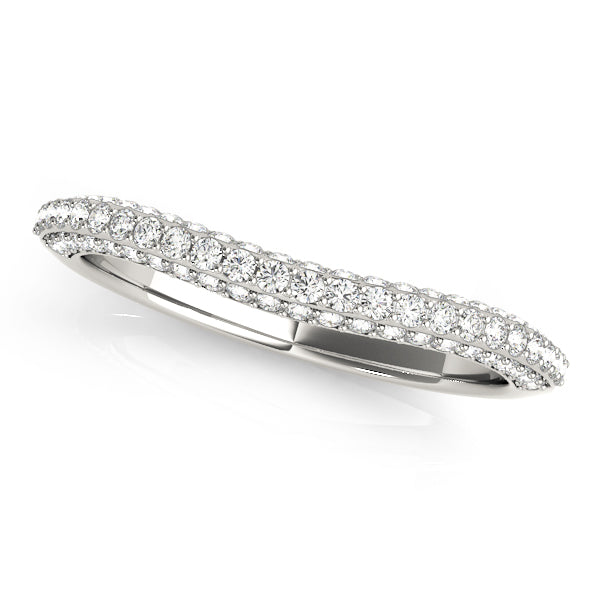 0.33CTW 14K  Gold Pave Diamond Design in a 3 Row Band With A Sligthly U-Shape Center