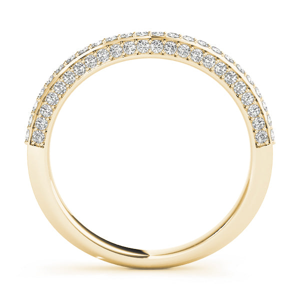 0.33CTW 14K  Gold Pave Diamond Design in a 3 Row Band With A Sligthly U-Shape Center - View 3