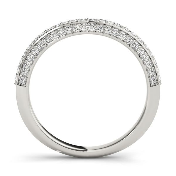 0.33CTW 14K  Gold Pave Diamond Design in a 3 Row Band With A Sligthly U-Shape Center - View 1