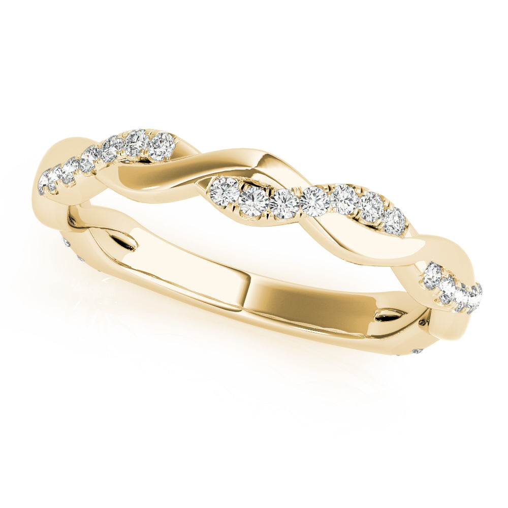 0.20CTW 14K  Gold Intertwined Twisted Design Diamond Band