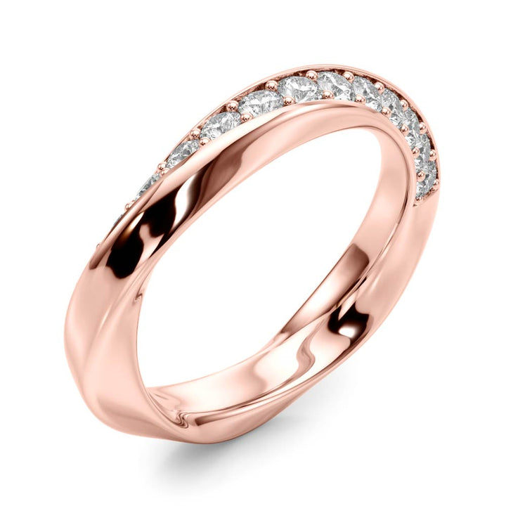 14K Gold Diamond Band With A Unique Twisted Design